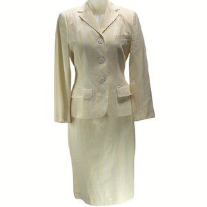 Mondi Suit Career Monochromatic Stripe Cream Dress Outfit Women's Eu 36